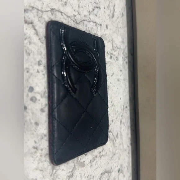 CHANEL Black Quilted Cambon Ligne Card Holder Case Black Slim Wallet  AUTHENTIC - Picture 8 of 12